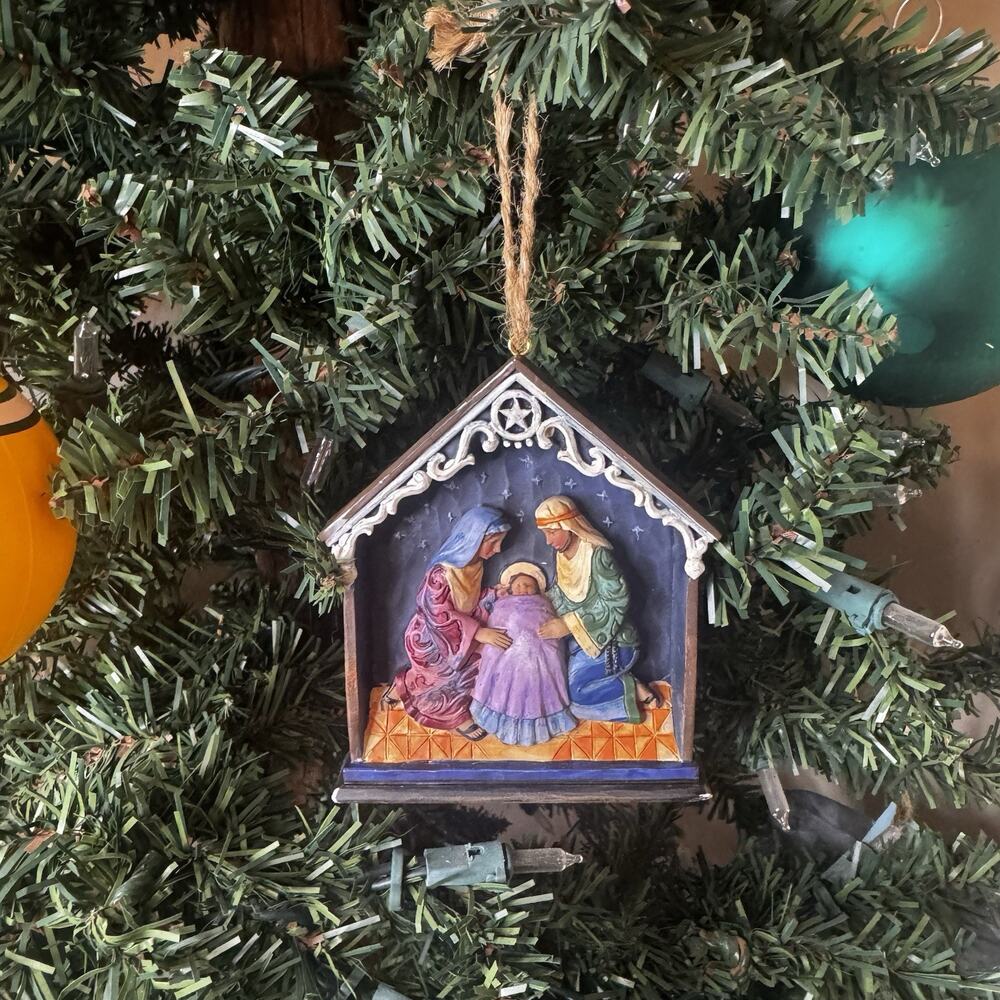 Jim Shore Heartwood Creek Christmas Ornament Holy Family in Stable Nativity 2011